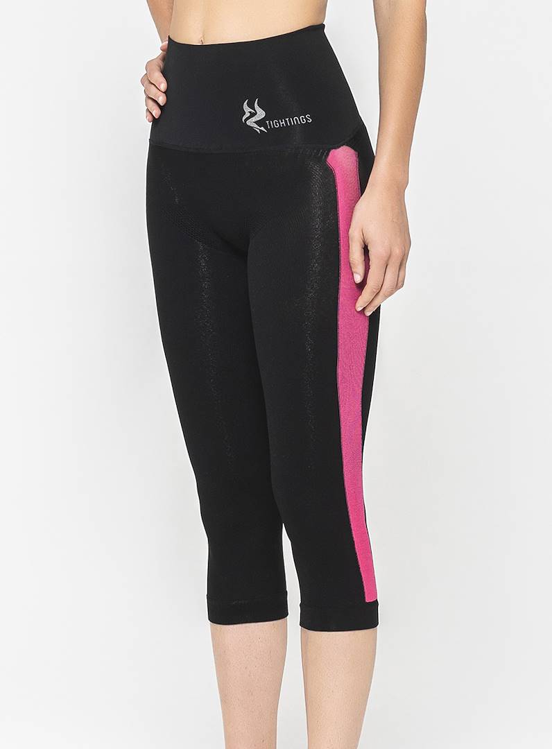 leggings keeps the skin cool and dry. Tightings in recycled fibre, Ambra, XL, Black & Fuchsia